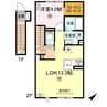 セレーネ寺町 1LDKの間取り