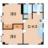 コーポ高槻 2DKの間取り