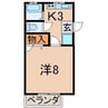 コーポ高槻 1Kの間取り