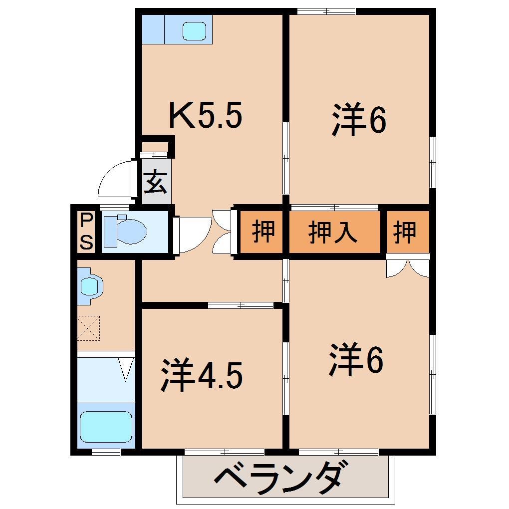 間取り図 ヒルハイツ弁天山B棟