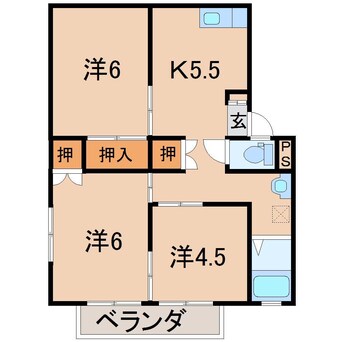 間取図 ヒルハイツ弁天山B棟