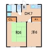 たかつき荘 2DKの間取り