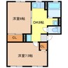 コーポ関本Ｂ 2DKの間取り