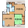 グリーンハイツ鴨島 2LDKの間取り