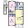 サンセール・ポワ・メゾンI 2LDKの間取り
