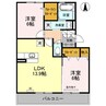 サンフラワーガーデンA・B 2LDKの間取り