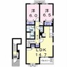 ロータス南島田D 2LDKの間取り