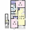 サニーサイドUPⅡ 2LDKの間取り