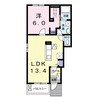 クラール名東イーストB 1LDKの間取り