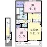 クック鮎喰 2LDKの間取り