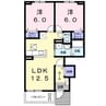 ル・グランⅠ 2LDKの間取り