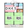 ハイツ山田Ｄ 2DKの間取り