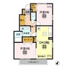 ガーデンコートＣ 2DKの間取り