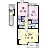 カーサボヌールA 2LDKの間取り