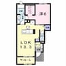アルヴィータＢ 1LDKの間取り