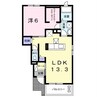 ラポールⅡ 1LDKの間取り