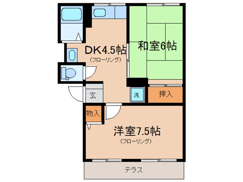 間取図 相鉄本線/和田町駅 徒歩9分 2階 築35年