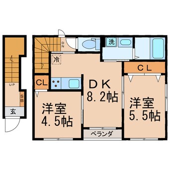 間取図 横須賀線/保土ケ谷駅 徒歩8分 2階 築8年