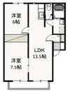 ピュアローズ　A 2LDKの間取り