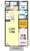 プリシア三門 1LDKの間取り