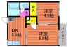 コーポ山陽　A棟 2DKの間取り