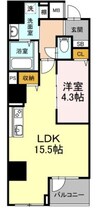 La neige　中山下 1LDKの間取り