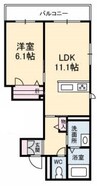 エストガーデン 1LDKの間取り