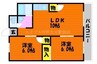 ハイデンス岡山 2LDKの間取り