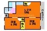 ハイデンス岡山 2LDKの間取り