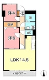 厚生町クラウンズマンション 2LDKの間取り
