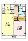 エスポワール大安寺 1LDKの間取り