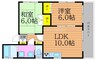 奥田マンション塚本 2LDKの間取り