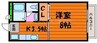ラクシュリー津高 1Kの間取り