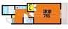 グリーンPAL鹿田 1Kの間取り