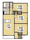 ソレイユ伊福 3LDKの間取り