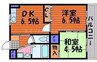 ソレイユ今 2DKの間取り