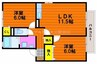 セゾン平野 2LDKの間取り