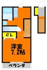 フルーリー中撫川　B棟 1Kの間取り