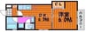 ホワイトグレース律奈 1DKの間取り