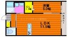 陽だまりハイツ奥田 1LDKの間取り