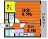 ハートフル医大南 1DKの間取り