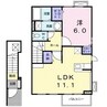 カサブランカ　Ｂ 1LDKの間取り