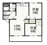 ラフィーネ西古松　B棟 2LDKの間取り