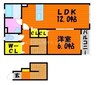 クラウンフィールドＮ　Ｂ 1LDKの間取り