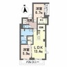 リヴィエール津島 2LDKの間取り