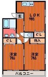 サンフォニ―　Ａ棟 2LDKの間取り