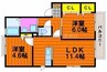 フォンテーヌ大福　Ａ棟 2LDKの間取り