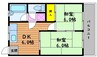 ハアラン矢坂 2DKの間取り