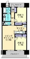 アルファステイツ大学病院通り 2LDKの間取り