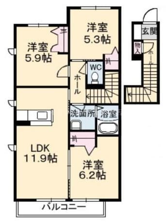 間取図 クラシオン金川　Ⅱ棟